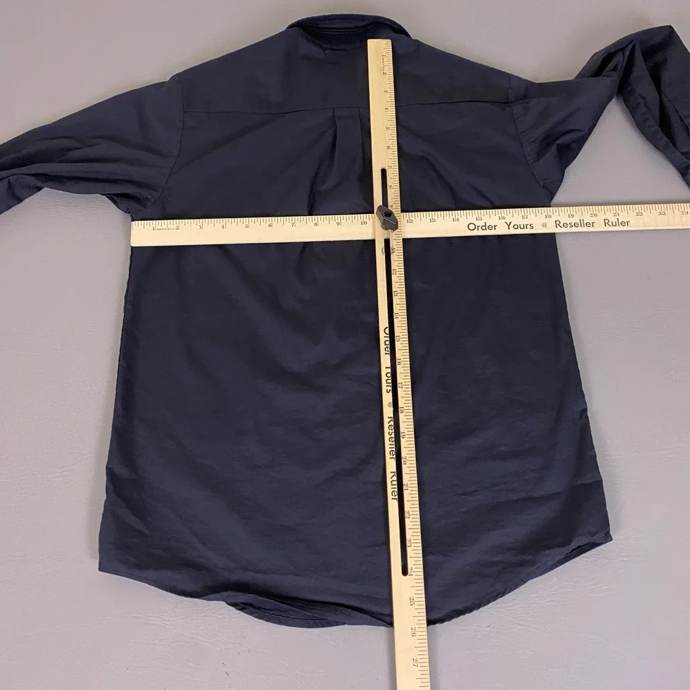 Chaps Button Down Shirt Boys Size Large 14/16 Black Long Sleeve Stretch Solid